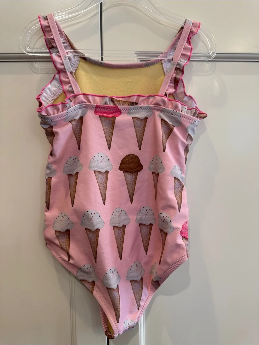Pink Chicken Claire Swimsuit Size 5 Pink Ice Cream Print Ruffle Straps